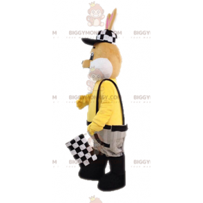 Kostium maskotki brązowo-biały królik BIGGYMONKEY™ w kombinezonie - Maskotka Królik - BIGGYMONKEY_04675 - BiggyMonkey.com