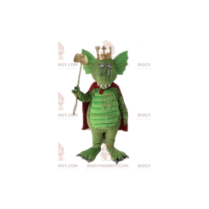 BIGGYMONKEY™ Mascot Costume Green Dragon with Red Cape -