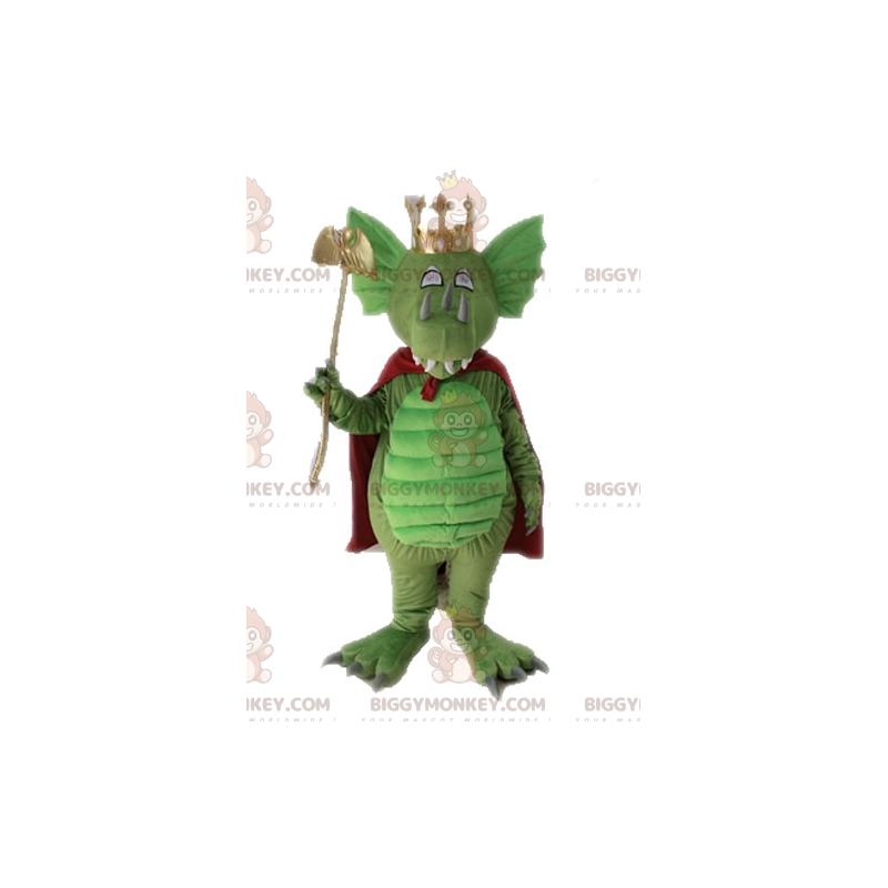 Costume de mascotte BIGGYMONKEY™ de dragon vert avec une cape