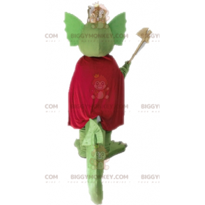 Costume de mascotte BIGGYMONKEY™ de dragon vert avec une cape