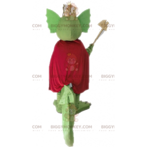 Kostým maskota BIGGYMONKEY™ Zelený drak s červeným pláštěm –