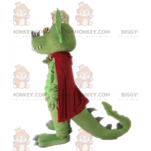 Costume de mascotte BIGGYMONKEY™ de dragon vert avec une cape