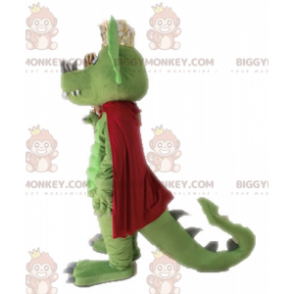 BIGGYMONKEY™ Mascot Costume Green Dragon with Red Cape -