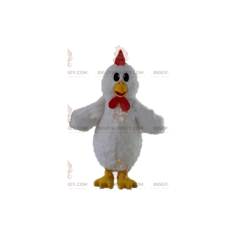 Costume de mascotte BIGGYMONKEY™ de poule blanche géante. Costume de mascotte BIGGYMONKEY™ de poule blanche géante.