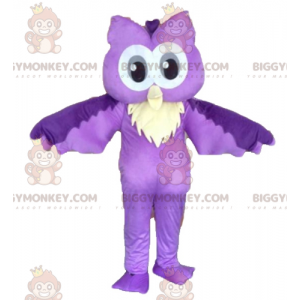 Purple and White Owl BIGGYMONKEY™ Mascot Costume. Owl