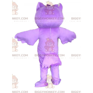 Costume da mascotte gufo viola e bianco BIGGYMONKEY™. Costume