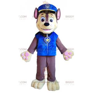 BIGGYMONKEY™ Mascot Costume of Brown and Yellow Dog in Police