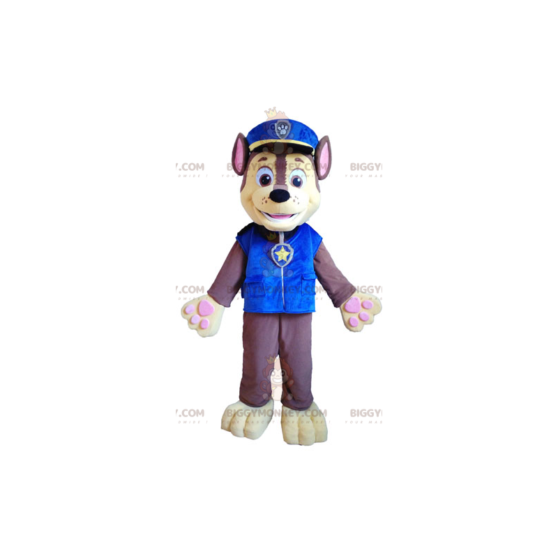 BIGGYMONKEY™ maskotkostyme av brun og gul hund i politiuniform - Hundemasker - BIGGYMONKEY_04685 - BiggyMonkey.com