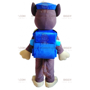 Kostým maskota BIGGYMONKEY™ hnědého a žlutého psa v policejní