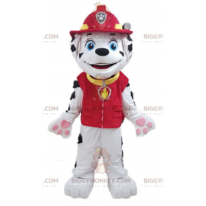 Kostým maskota dalmatského psa BIGGYMONKEY™ v hasičské uniformě