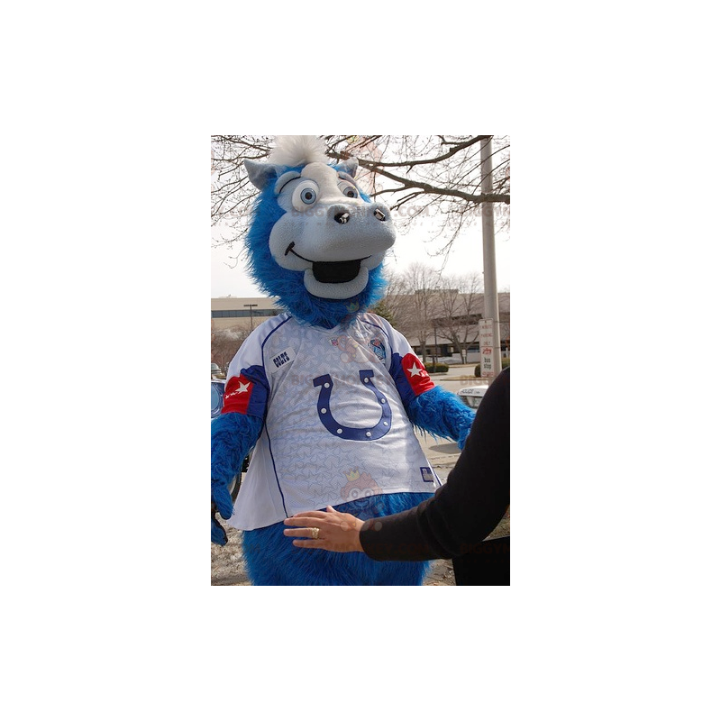 Blue and White Horse BIGGYMONKEY™ Mascot Costume