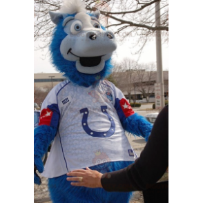 Costume de mascotte BIGGYMONKEY™ de cheval bleu et blanc - Mascottes Cheval - BIGGYMONKEY_0622 - BiggyMonkey.com