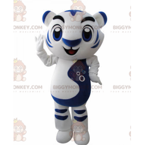 White and Blue Tiger BIGGYMONKEY™ Mascot Costume. Feline