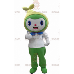 Costume de mascotte BIGGYMONKEY™ de bonhomme souriant blanc