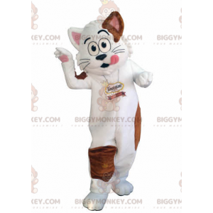 Disfraz de mascota gato blanco y marrón BIGGYMONKEY™. Disfraz