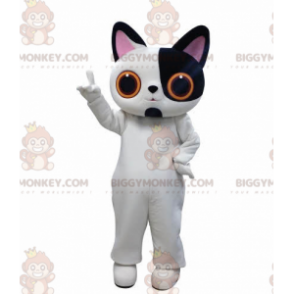 Big Eyes Vit och svart katt BIGGYMONKEY™ maskotdräkt -