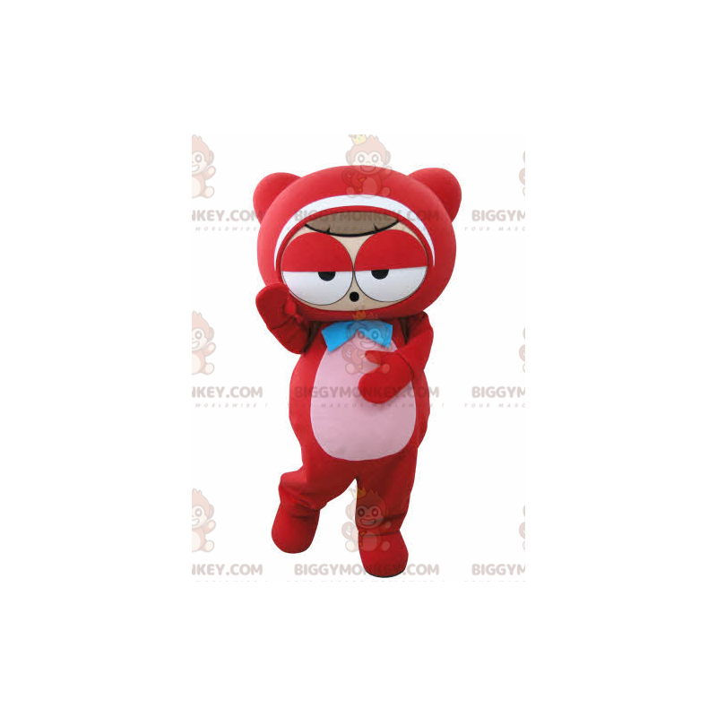 Traje de mascote de ursinho de pelúcia vermelho muito engraçado Traje de mascote de ursinho de pelúcia vermelho muito engraçado