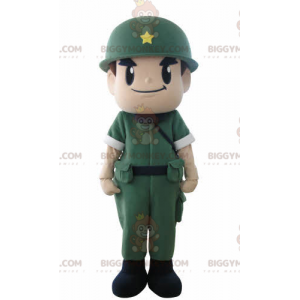 Traje de mascote de soldado militar BIGGYMONKEY™ com uniforme e
