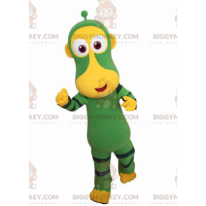 Στολή μασκότ BIGGYMONKEY™ πράσινη και κίτρινη μαϊμού.