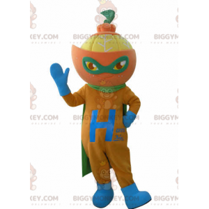 Traje de mascote laranja BIGGYMONKEY™ vestido como um