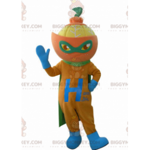 Orange BIGGYMONKEY™ mascot costume dressed as a superhero.