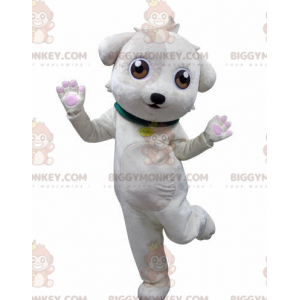 Costume de mascotte BIGGYMONKEY™ de chien blanc doux et mignon