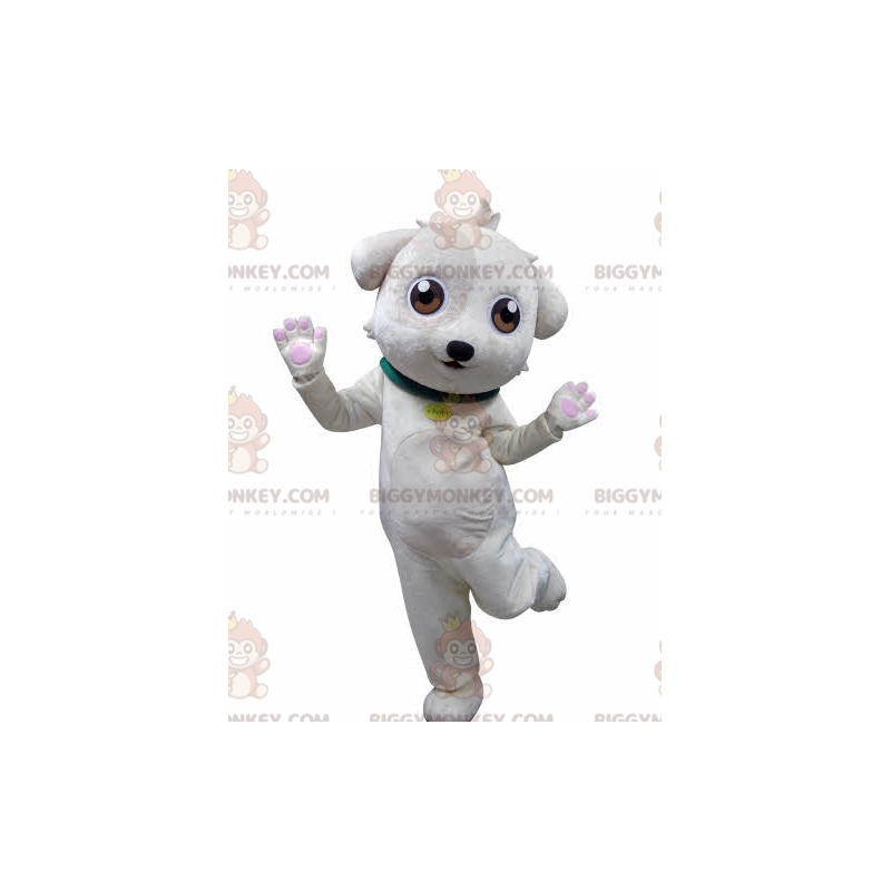 Myk og søt hvit hund BIGGYMONKEY™ maskotkostyme - Hundemasker - BIGGYMONKEY_04707 - BiggyMonkey.com