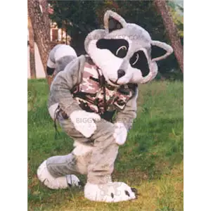 Dreifarbiger Waschbär BIGGYMONKEY™ Maskottchen Kostüm -