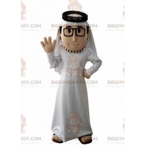 Bearded Sultan BIGGYMONKEY™ Mascot Costume with White Outfit