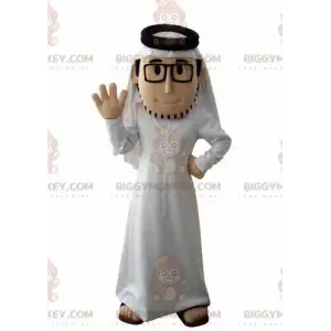 Bearded Sultan BIGGYMONKEY™ Mascot Costume with White Outfit