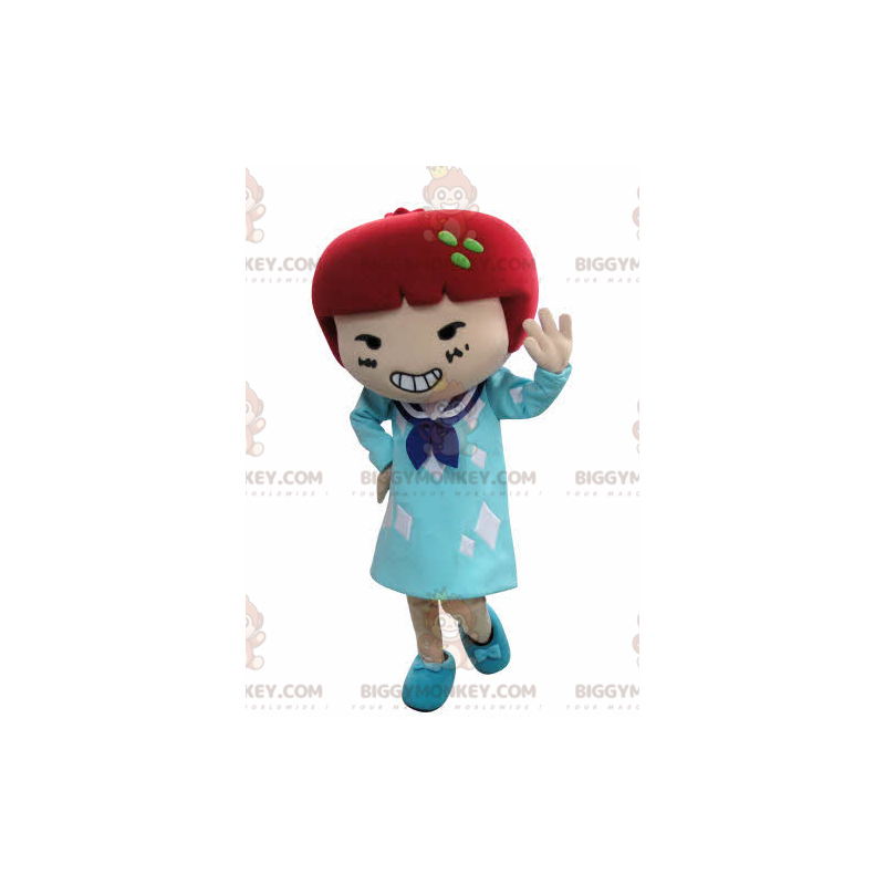 BIGGYMONKEY™ Mascottekostuum meisje in jurk met rood haar - BIGGYMONKEY™ Mascottekostuum meisje in jurk met rood haar -