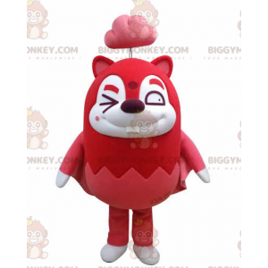 Traje de Mascote BIGGYMONKEY™ Esquilo Voador Vermelho e Branco