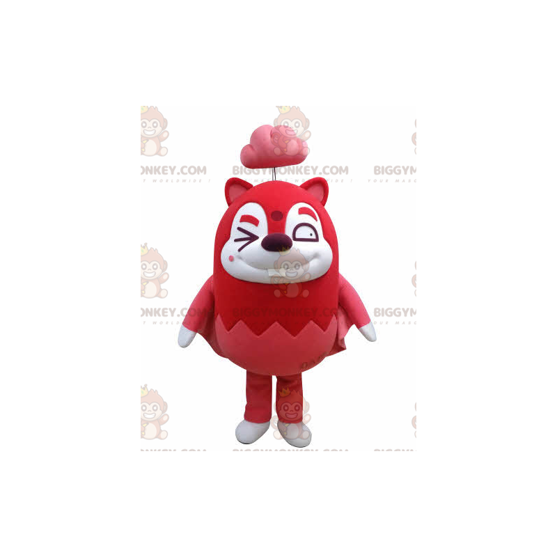 BIGGYMONKEY™ maskottiasu Puna-valkoinen liito-orava pilven BIGGYMONKEY™ maskottiasu Puna-valkoinen liito-orava pilven