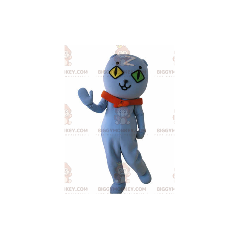 BIGGYMONKEY™ maskotkostume blå kat med forskellige øjne. Blå BIGGYMONKEY™ maskotkostume blå kat med forskellige øjne. Blå