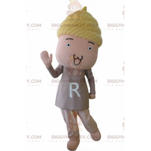 BIGGYMONKEY™ Mascot Costume Doll Snowman with Blonde Hair -