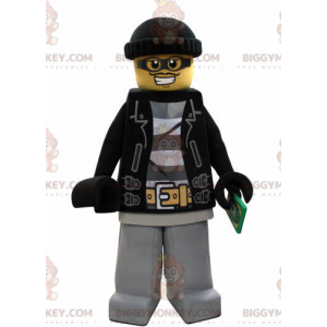 Costume de mascotte BIGGYMONKEY™ de lego habillé en bandit avec