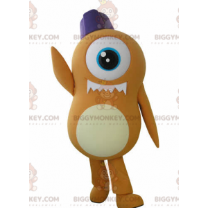 Orange Cyclops Alien BIGGYMONKEY™ maskottiasu - Hirviö-maskotit - BIGGYMONKEY_04732 - BiggyMonkey.com