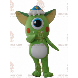 Disfraz de mascota alienígena cíclope verde y blanco
