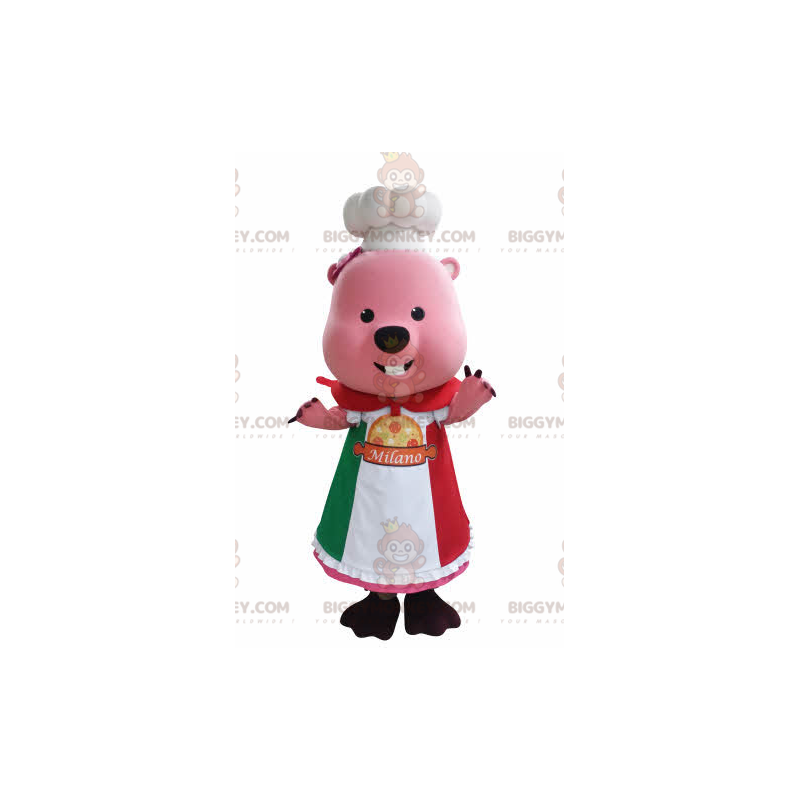 BIGGYMONKEY™ Pinkki Groundhog Beaver maskottiasu hatulla ja BIGGYMONKEY™ Pinkki Groundhog Beaver maskottiasu hatulla ja