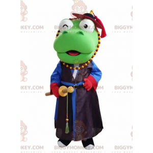 BIGGYMONKEY™ Mascot Costume Green Dragon In Samurai Outfit –