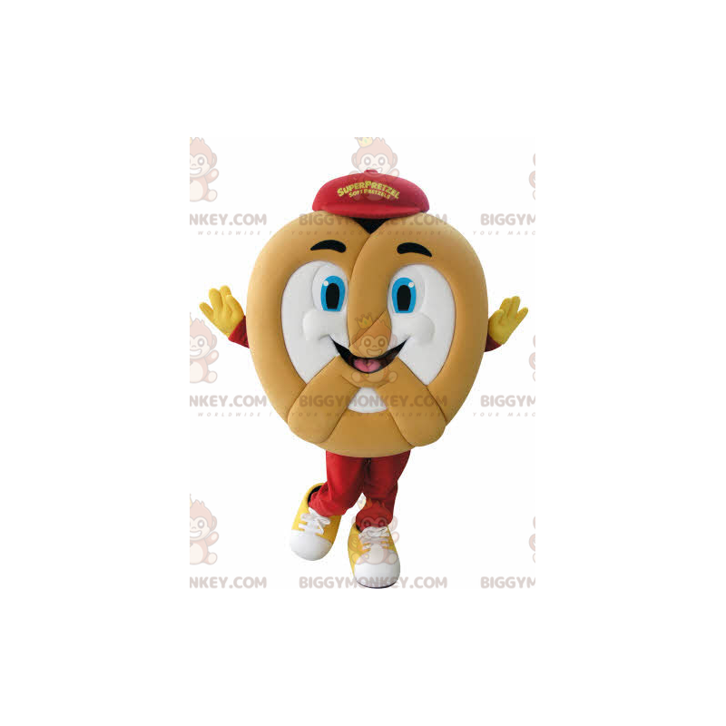 Very Smiling Giant Pretzel BIGGYMONKEY™ Mascot Costume -