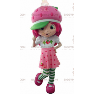 BIGGYMONKEY™ Strawberry Shortcake Famous Girl Pink Mascot