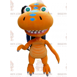 Costume da mascotte drago gigante arancione dinosauro
