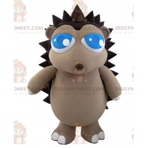 BIGGYMONKEY™ maskotdräkt av grå och brun igelkott med söta blå