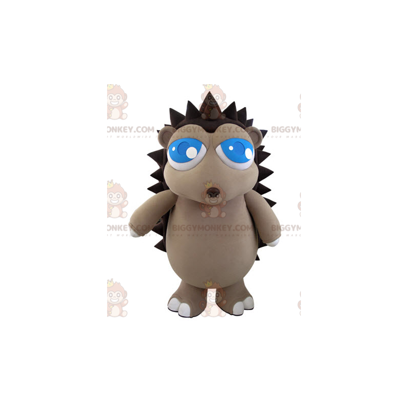 Traje de mascote BIGGYMONKEY™ de ouriço cinza e marrom com Traje de mascote BIGGYMONKEY™ de ouriço cinza e marrom com