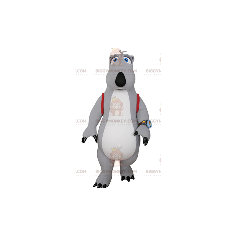 BIGGYMONKEY™ Disfraz de mascota de oso gris y blanco con BIGGYMONKEY™ Disfraz de mascota de oso gris y blanco con
