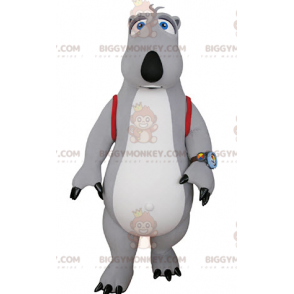 BIGGYMONKEY™ Mascottekostuum met grijze en witte beer en