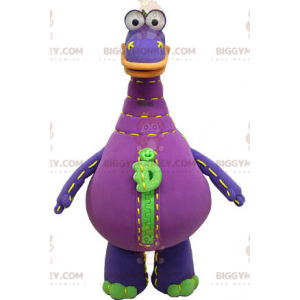 Costume da mascotte gigante viola verde e arancione drago