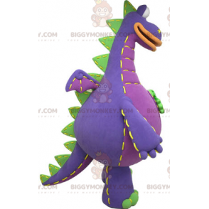 Disfraz de mascota dragón gigante morado, verde y naranja