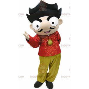 Brown boy BIGGYMONKEY™ mascot costume with red and yellow